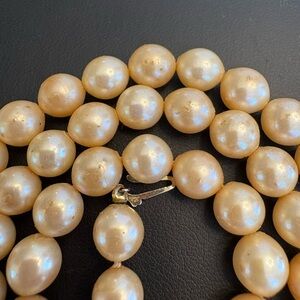 14K yellow gold toned Felco Faux pearl beaded necklace vintage 19"